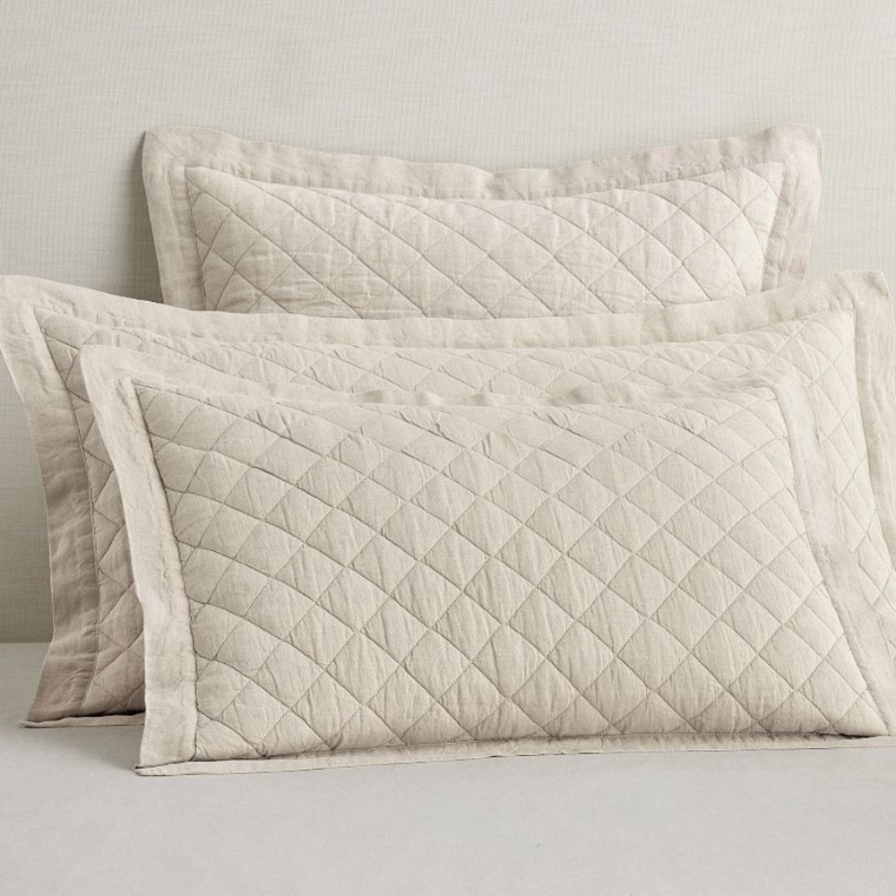 NWT Pottery Barn Belgian Flax Linen Diamond Euro Sham - Picture 4 of 4